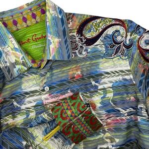 Robert Graham LIMITED EDITION #55‎ Fisher Barry Men Sz Large Paisley Embroidered